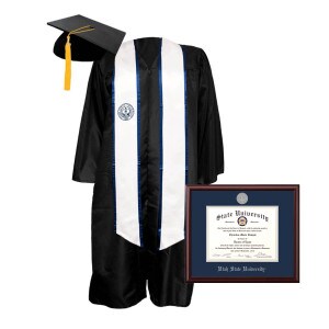 utah state university bachelor silver graduation regalia bundle